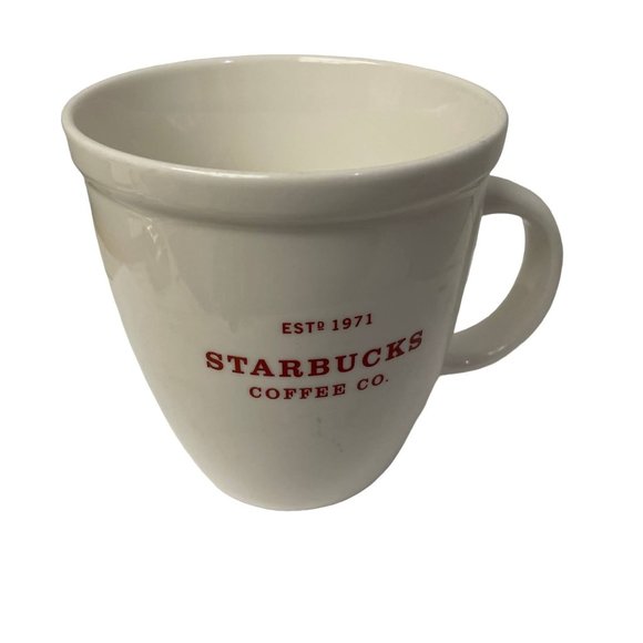 STARBUCKS Est 1971 Holiday Mug Cup 2007 Christmas Red White Ceramic 18oz - Picture 3 of 9